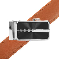 Men's Genuine Leather Sliding Buckle Ratchet Belt MGLBB23 - Bundle Bus