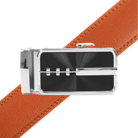 Men's Genuine Leather Sliding Buckle Ratchet Belt MGLBB23 - Bundle Bus