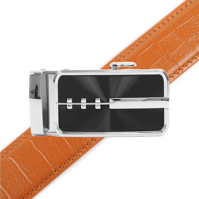 Men's Genuine Leather Sliding Buckle Ratchet Belt MGLBB23 - Bundle Bus