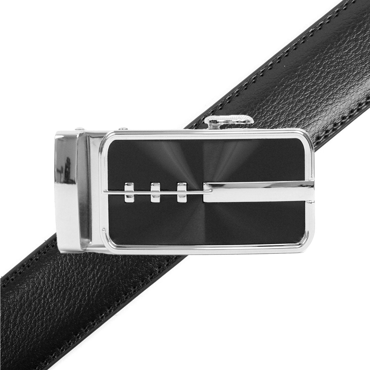 Men's Genuine Leather Sliding Buckle Ratchet Belt MGLBB23 - Bundle Bus