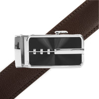 Men's Genuine Leather Sliding Buckle Ratchet Belt MGLBB23 - Bundle Bus