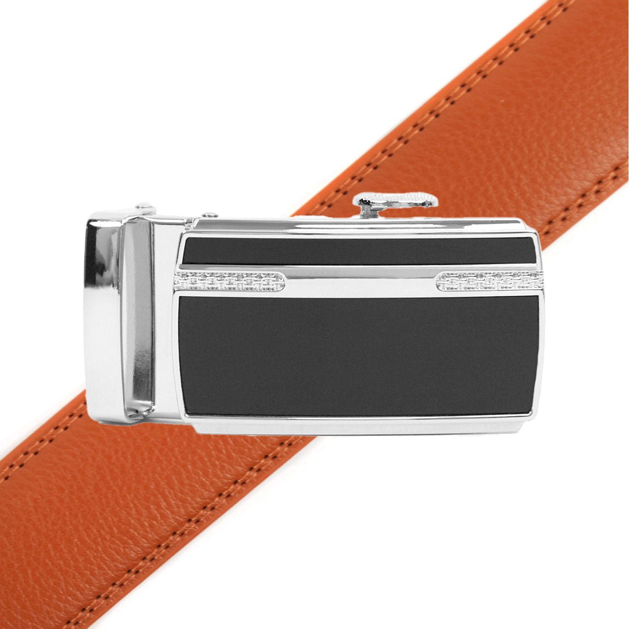 Men's Genuine Leather Sliding Buckle Ratchet Belt MGLBB24 - Bundle Bus