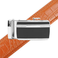 Men's Genuine Leather Sliding Buckle Ratchet Belt MGLBB24 - Bundle Bus