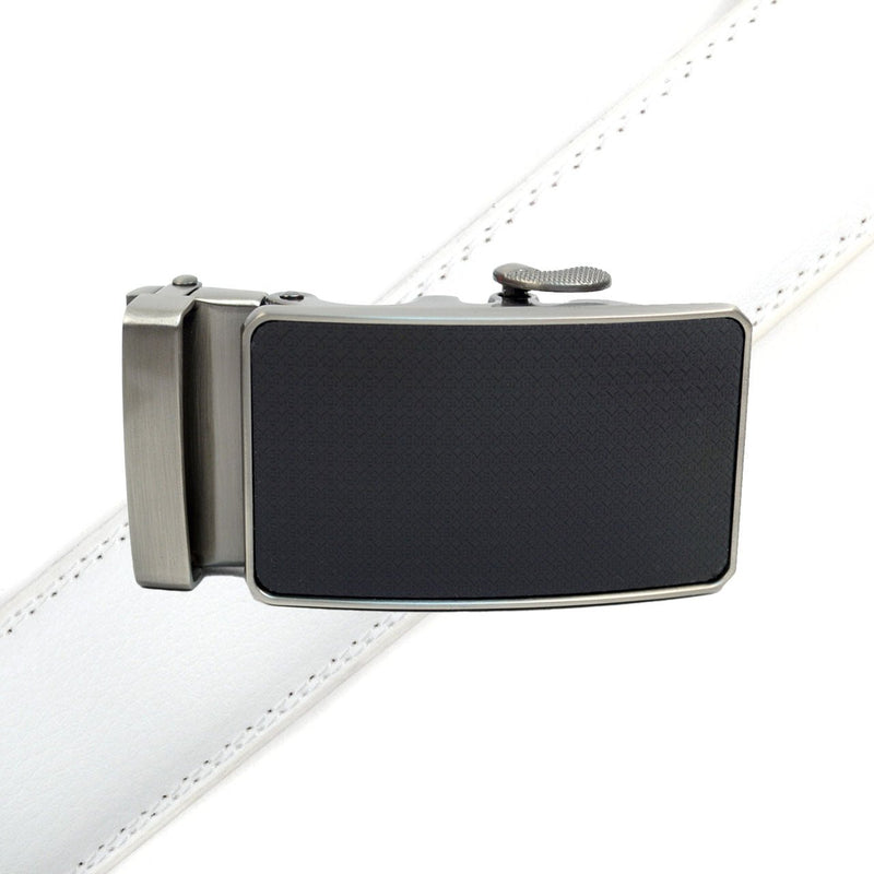 Men's Genuine Leather Sliding Buckle Ratchet Belt MGLBB25 - Bundle Bus