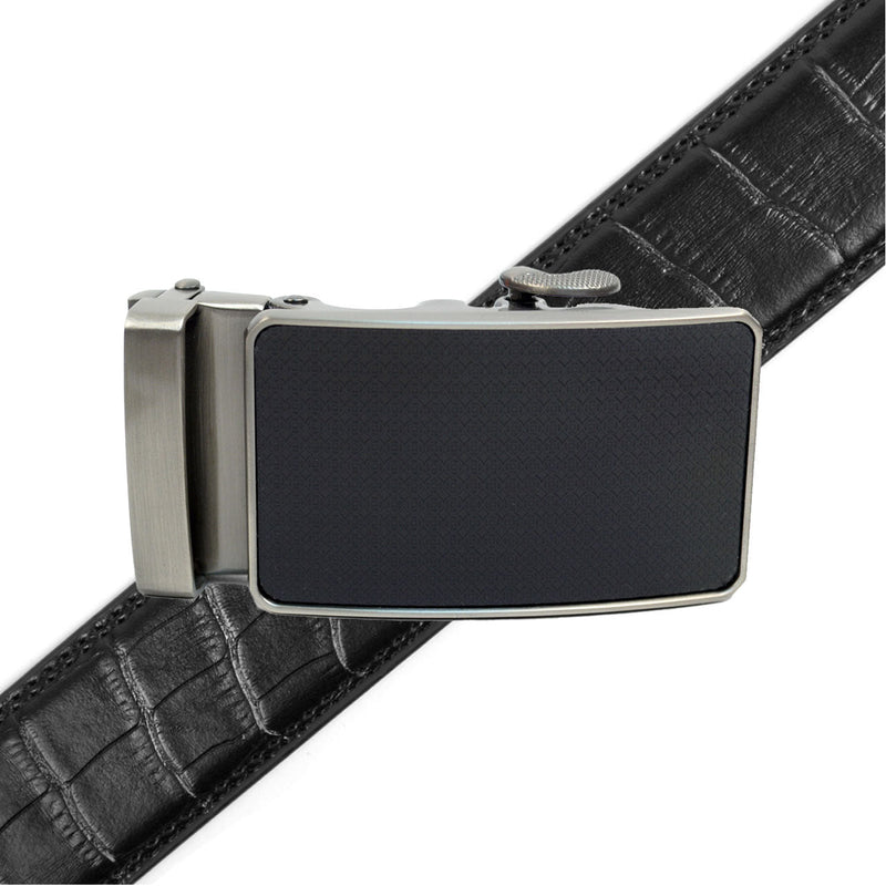 Men's Genuine Leather Sliding Buckle Ratchet Belt MGLBB25 - Bundle Bus