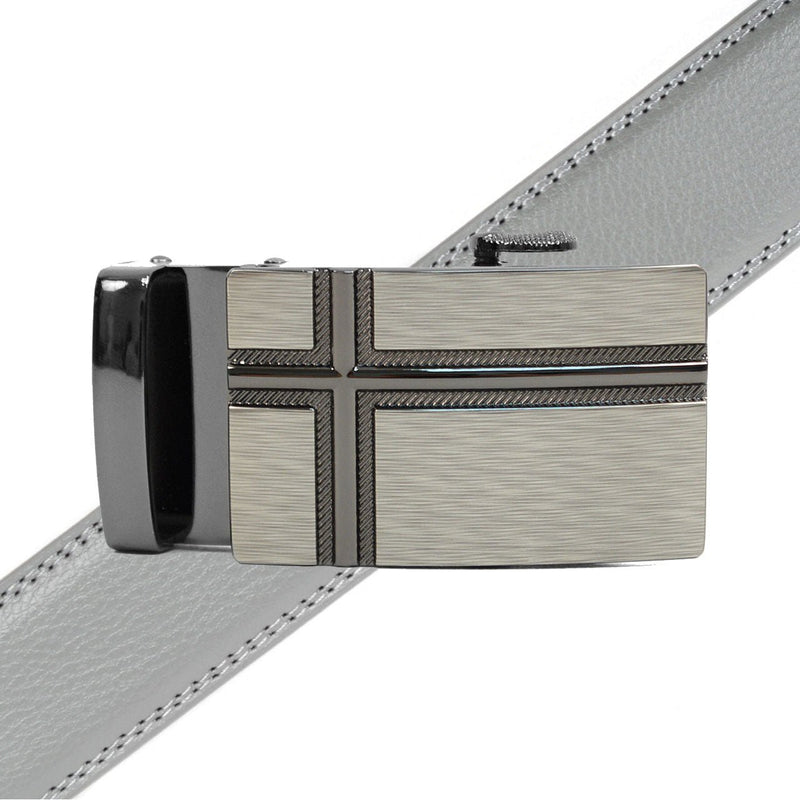 Men's Genuine Leather Sliding Buckle Ratchet Belt MGLBB26 - Bundle Bus