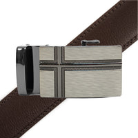 Men's Genuine Leather Sliding Buckle Ratchet Belt MGLBB26 - Bundle Bus