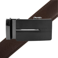 Men's Genuine Leather Sliding Buckle Ratchet Belt MGLBB27 - Bundle Bus