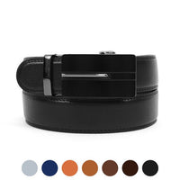 Men's Genuine Leather Sliding Buckle Ratchet Belt MGLBB27 - Bundle Bus