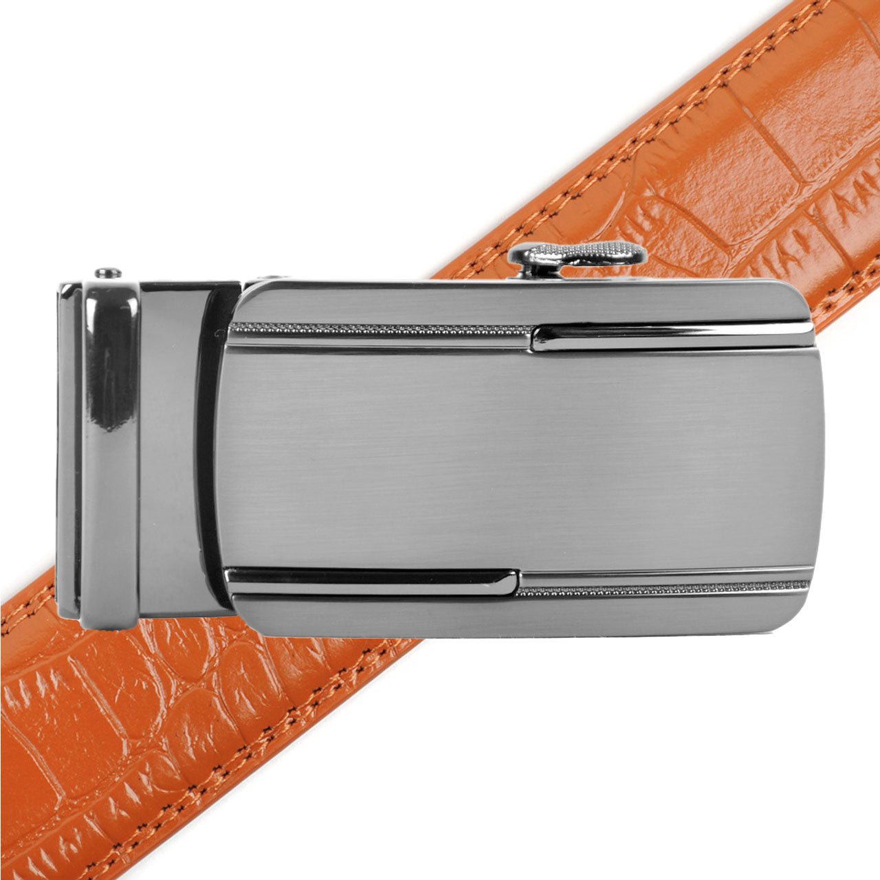 Men's Genuine Leather Sliding Buckle Ratchet Belt- MGLBB28 - Bundle Bus