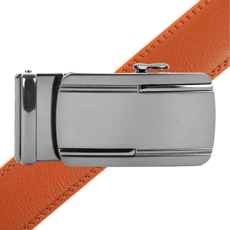 Men's Genuine Leather Sliding Buckle Ratchet Belt- MGLBB28 - Bundle Bus