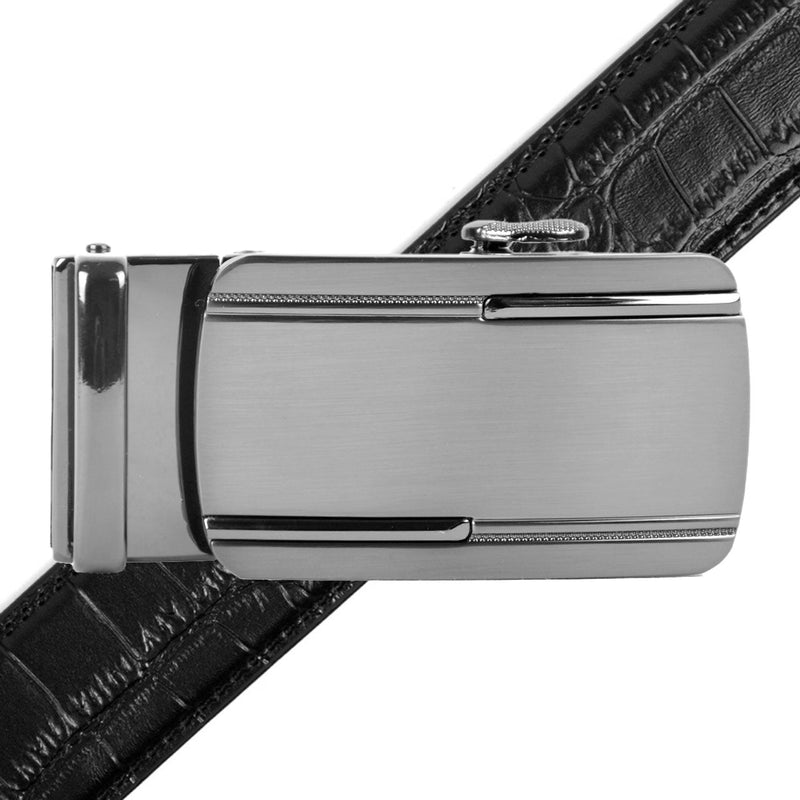 Men's Genuine Leather Sliding Buckle Ratchet Belt- MGLBB28 - Bundle Bus