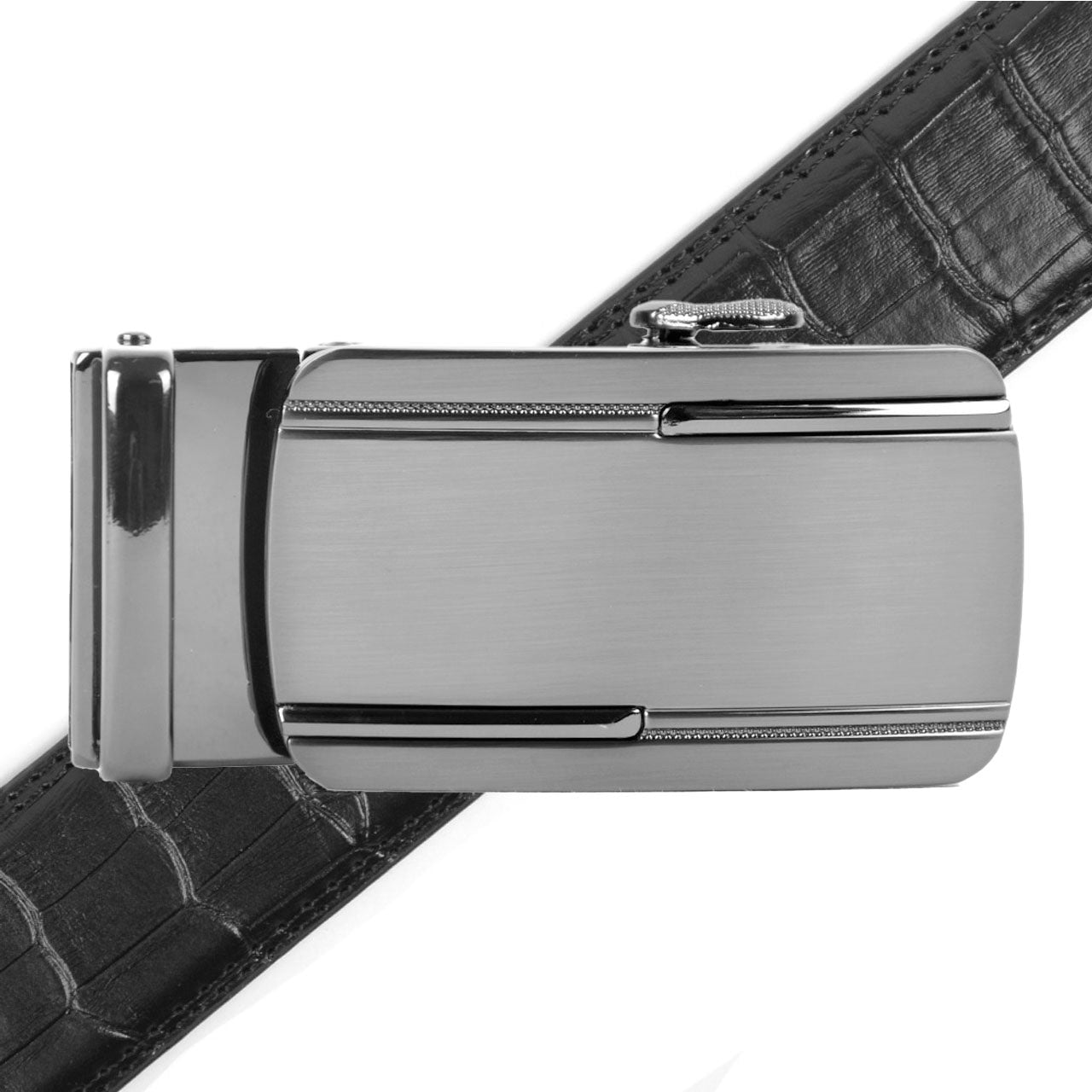 Men's Genuine Leather Sliding Buckle Ratchet Belt- MGLBB28 - Bundle Bus