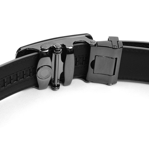 Men's Genuine Leather Sliding Buckle Ratchet Belt- MGLBB28 - Bundle Bus