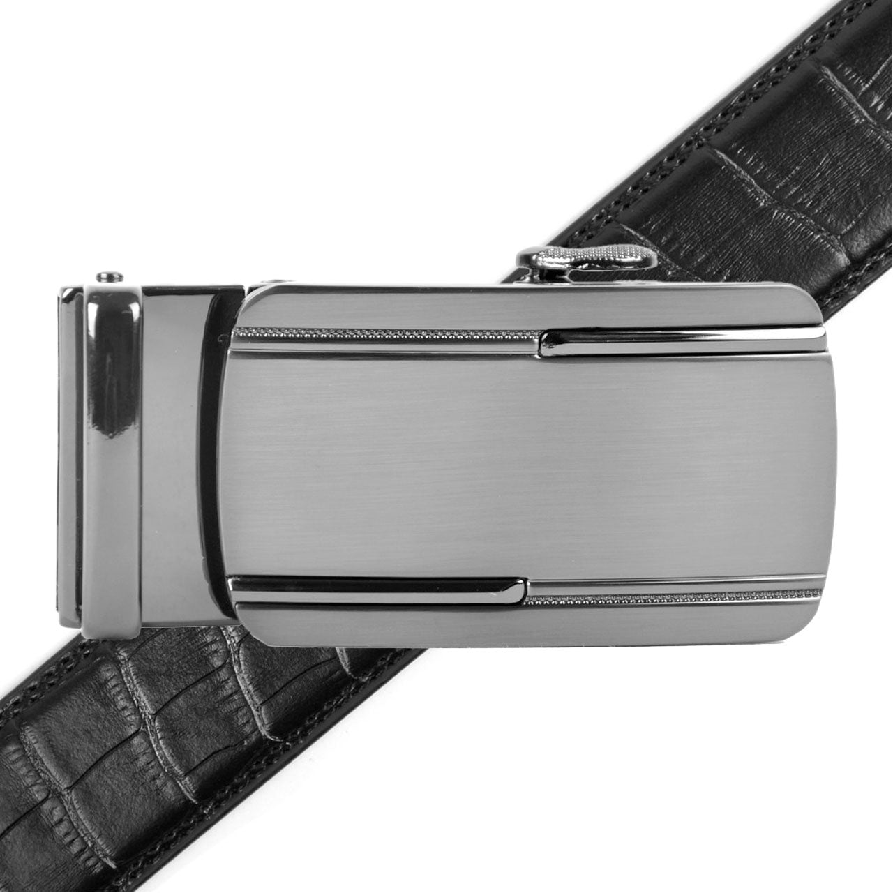 Men's Genuine Leather Sliding Buckle Ratchet Belt- MGLBB28 - Bundle Bus