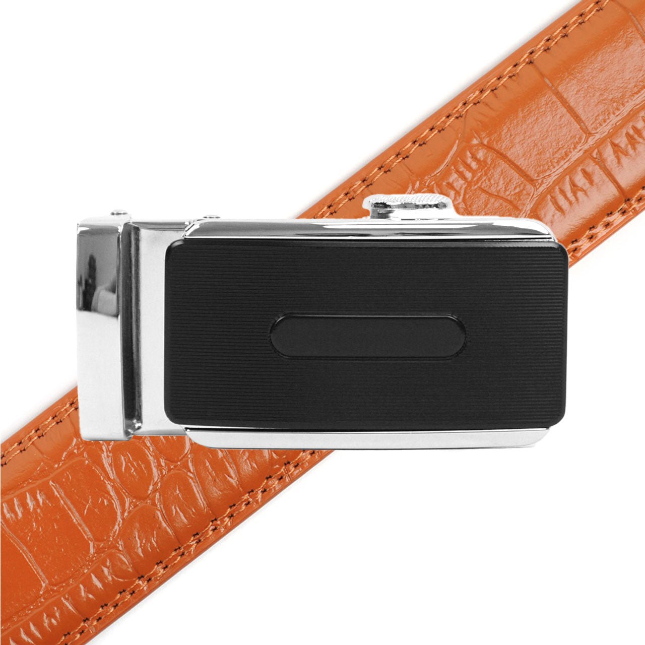 Men's Genuine Leather Sliding Buckle Ratchet Belt MGLBB29 - Bundle Bus