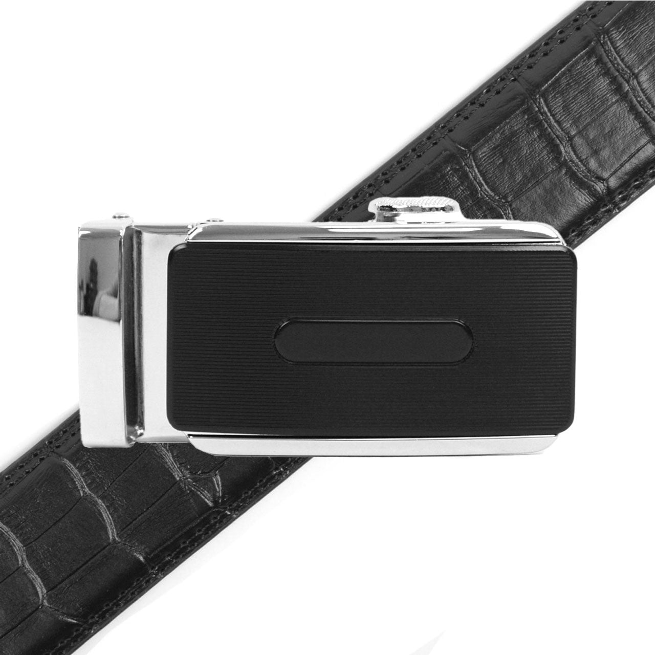 Men's Genuine Leather Sliding Buckle Ratchet Belt MGLBB29 - Bundle Bus