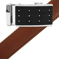 Men's Genuine Leather Sliding Buckle Ratchet Belt MGLBB3 - Bundle Bus