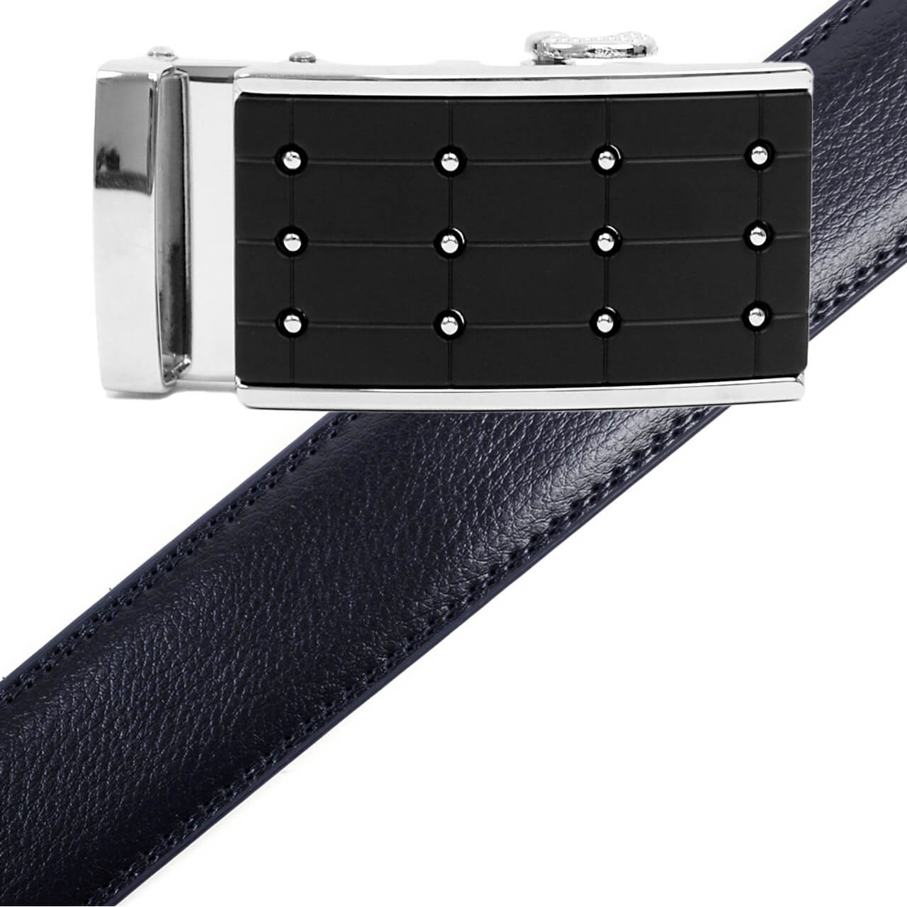 Men's Genuine Leather Sliding Buckle Ratchet Belt MGLBB3 - Bundle Bus