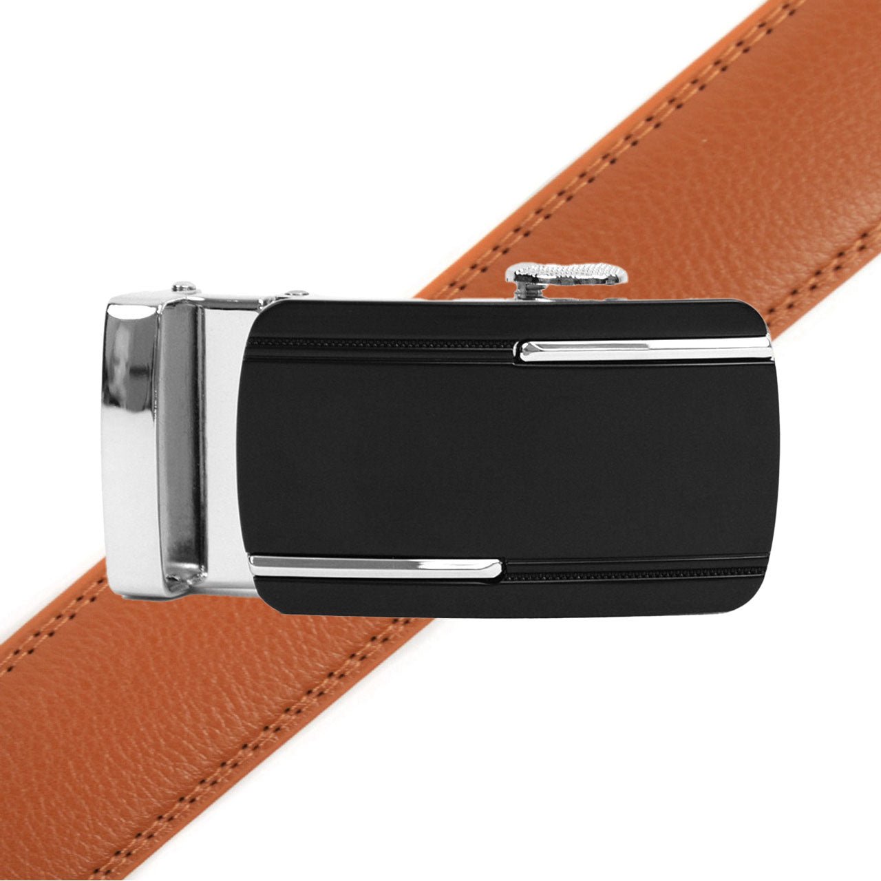 Men's Genuine Leather Sliding Buckle Ratchet Belt MGLBB30 - Bundle Bus