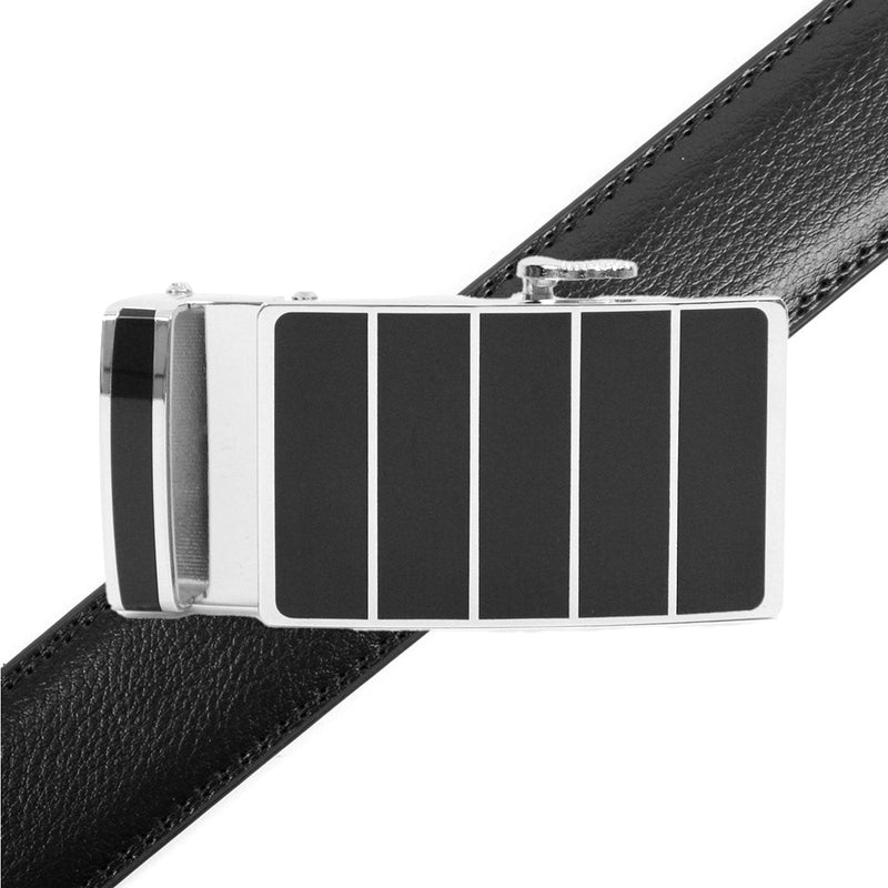 Men's Genuine Leather Sliding Buckle Ratchet Belt MGLBB31 - Bundle Bus