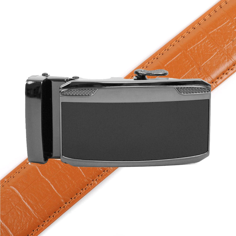 Men's Genuine Leather Sliding Buckle Ratchet Belt MGLBB33 - Bundle Bus