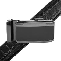 Men's Genuine Leather Sliding Buckle Ratchet Belt MGLBB33 - Bundle Bus