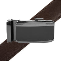 Men's Genuine Leather Sliding Buckle Ratchet Belt MGLBB33 - Bundle Bus