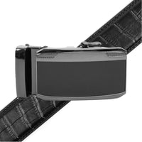 Men's Genuine Leather Sliding Buckle Ratchet Belt MGLBB33 - Bundle Bus