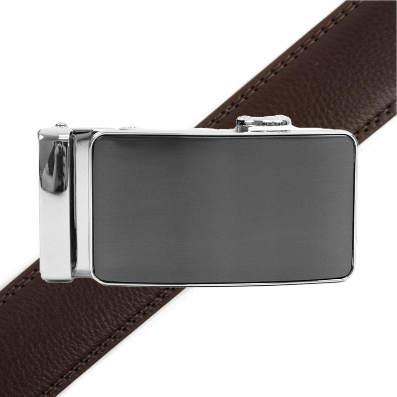 Men's Genuine Leather Sliding Buckle Ratchet Belt MGLBB34 - Bundle Bus