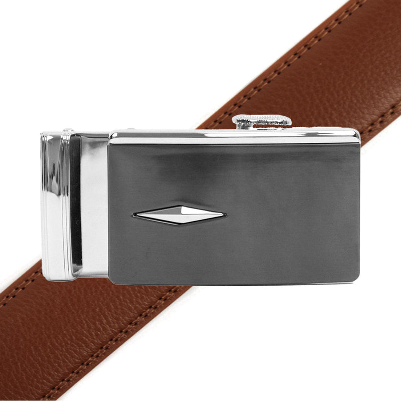 Men's Genuine Leather Sliding Buckle Ratchet Belt MGLBB35 - Bundle Bus