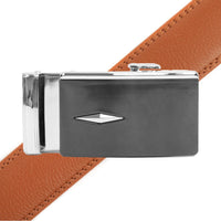 Men's Genuine Leather Sliding Buckle Ratchet Belt MGLBB35 - Bundle Bus