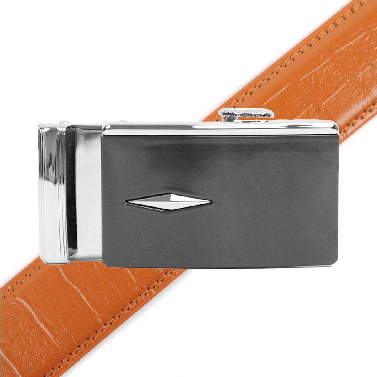 Men's Genuine Leather Sliding Buckle Ratchet Belt MGLBB35 - Bundle Bus