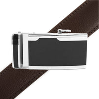 Men's Genuine Leather Sliding Buckle Ratchet Belt MGLBB36 - Bundle Bus