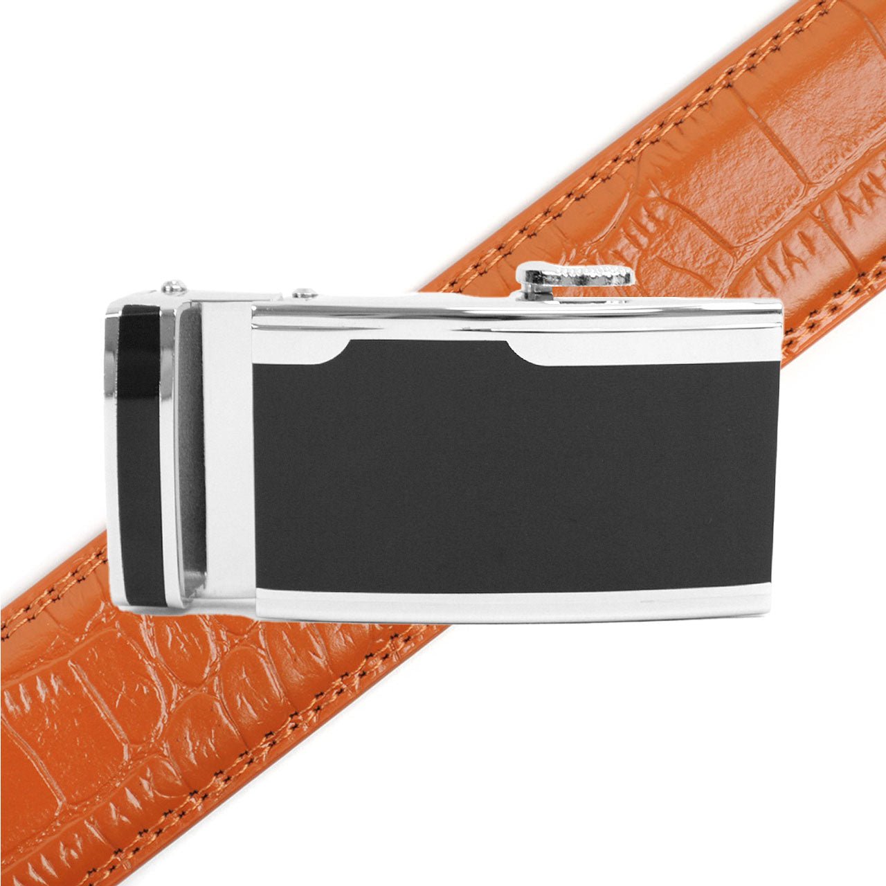 Men's Genuine Leather Sliding Buckle Ratchet Belt MGLBB36 - Bundle Bus