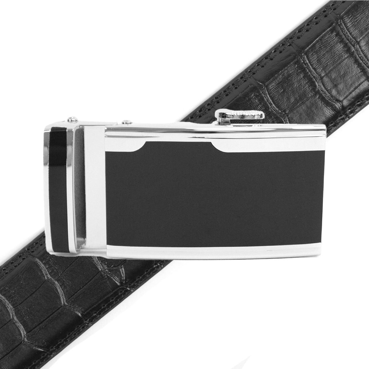 Men's Genuine Leather Sliding Buckle Ratchet Belt MGLBB36 - Bundle Bus