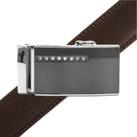 Men's Genuine Leather Sliding Buckle Ratchet Belt MGLBB37 - Bundle Bus