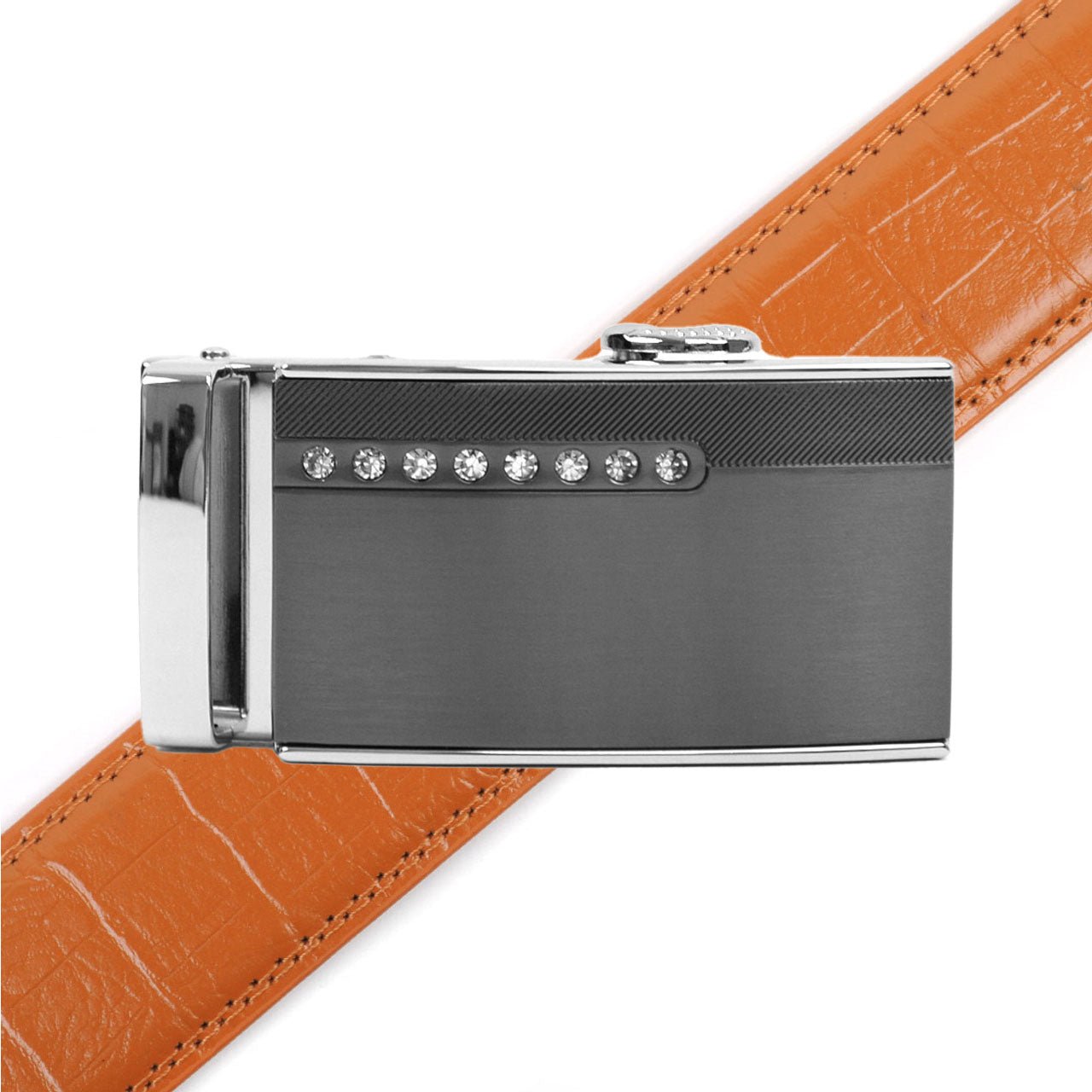 Men's Genuine Leather Sliding Buckle Ratchet Belt MGLBB37 - Bundle Bus