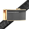 Men's Genuine Leather Sliding Buckle Ratchet Belt MGLBB38 - Bundle Bus