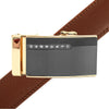 Men's Genuine Leather Sliding Buckle Ratchet Belt MGLBB39 - Bundle Bus