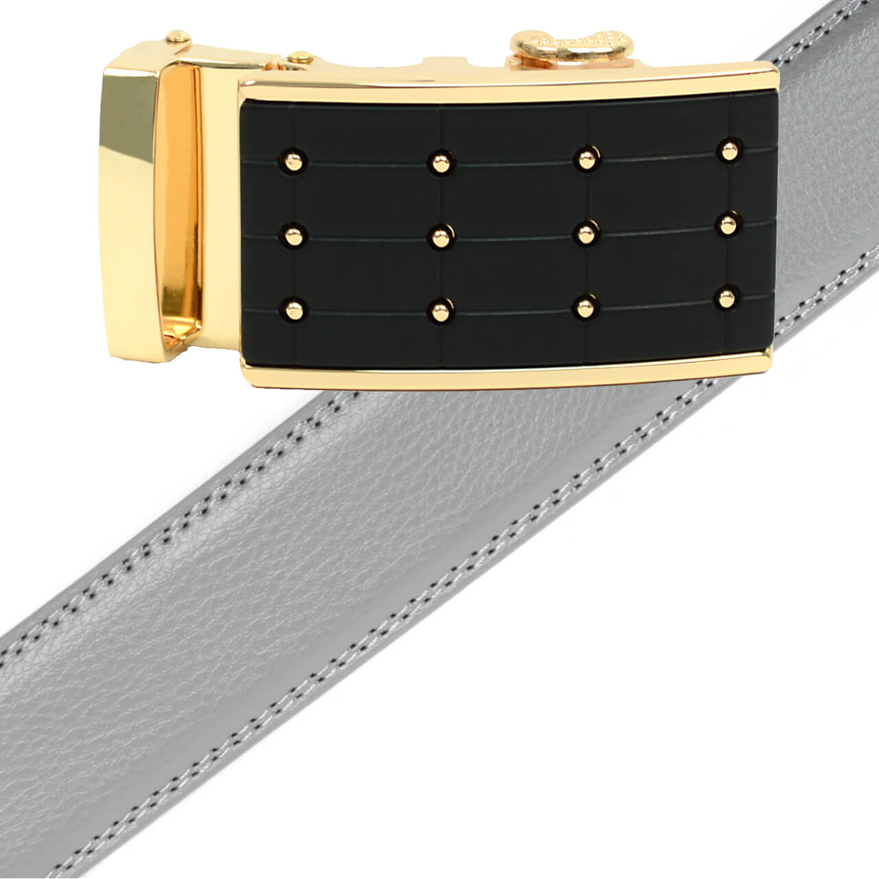 Men's Genuine Leather Sliding Buckle Ratchet Belt - MGLBB4 - Bundle Bus