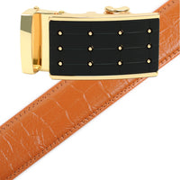 Men's Genuine Leather Sliding Buckle Ratchet Belt - MGLBB4 - Bundle Bus