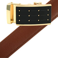 Men's Genuine Leather Sliding Buckle Ratchet Belt - MGLBB4 - Bundle Bus