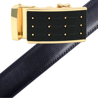 Men's Genuine Leather Sliding Buckle Ratchet Belt - MGLBB4 - Bundle Bus