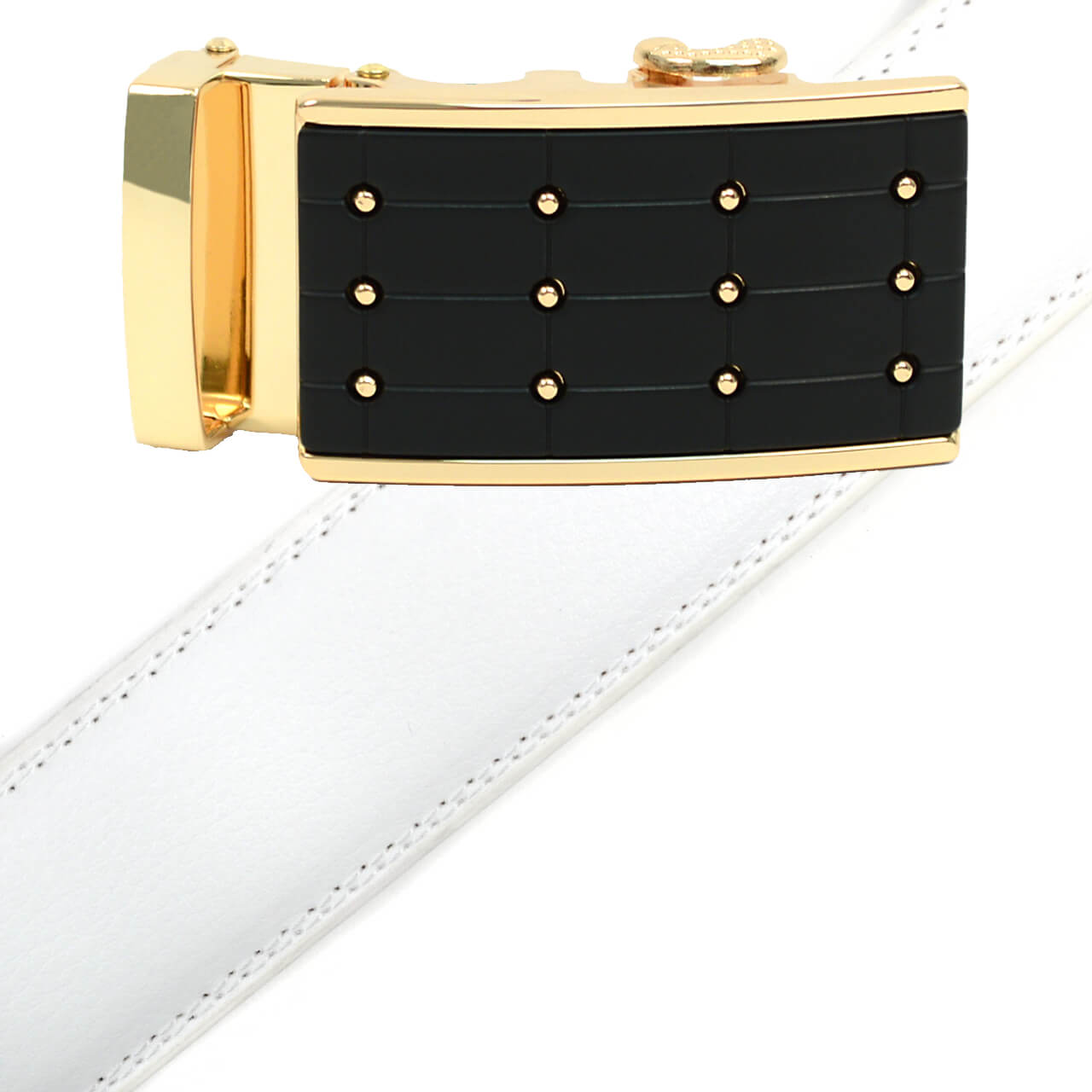 Men's Genuine Leather Sliding Buckle Ratchet Belt - MGLBB4 - Bundle Bus