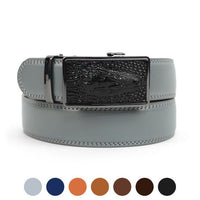 Men's Genuine Leather Sliding Buckle Ratchet Belt MGLBB40 - Bundle Bus