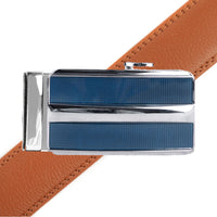 Men's Genuine Leather Sliding Buckle Ratchet Belt MGLBB41 - Bundle Bus