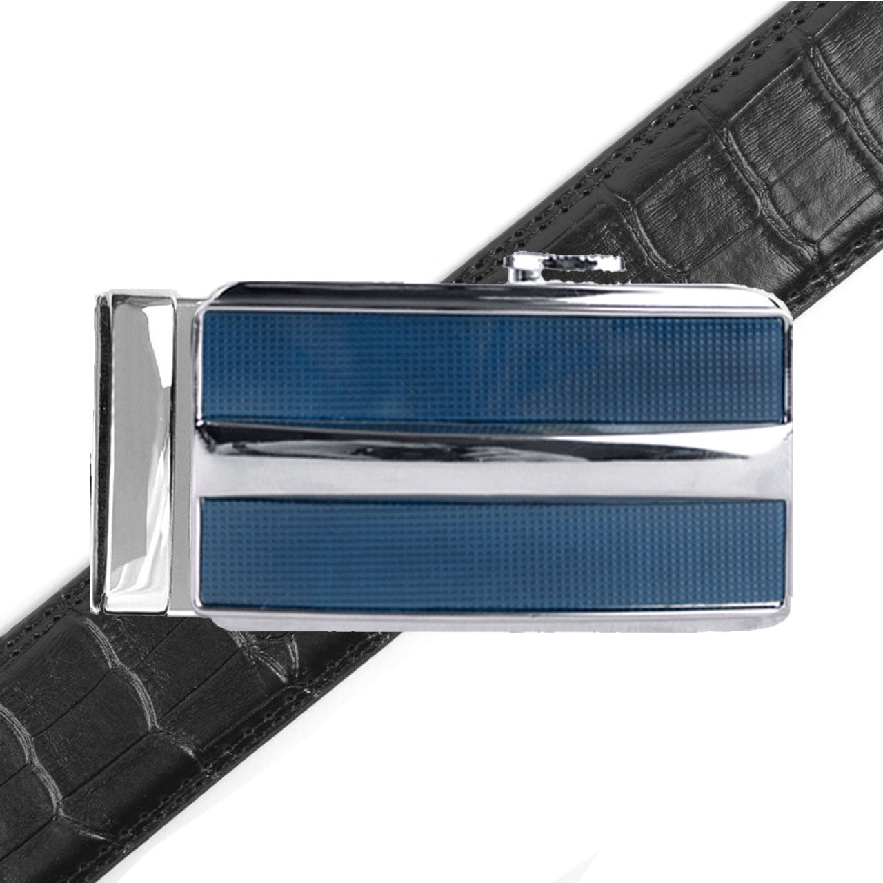 Men's Genuine Leather Sliding Buckle Ratchet Belt MGLBB41 - Bundle Bus