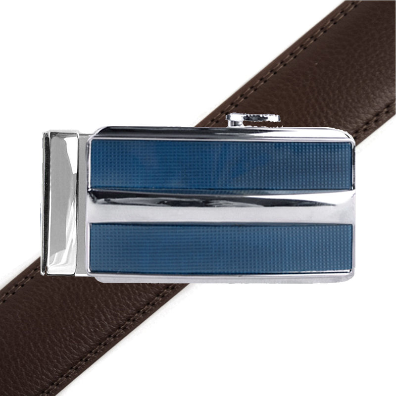 Men's Genuine Leather Sliding Buckle Ratchet Belt MGLBB41 - Bundle Bus