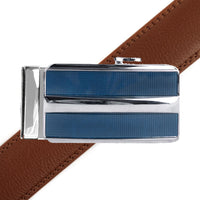 Men's Genuine Leather Sliding Buckle Ratchet Belt MGLBB41 - Bundle Bus